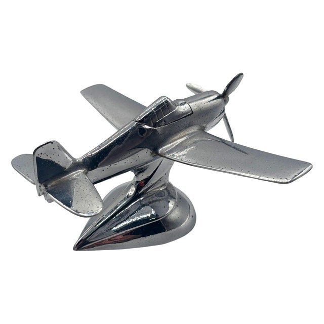 1940s Art Deco Chrome Propeller P-51a Mustang Airplane Table Lighter by Hamilton For Sale In Los Angeles - Image 6 of 10