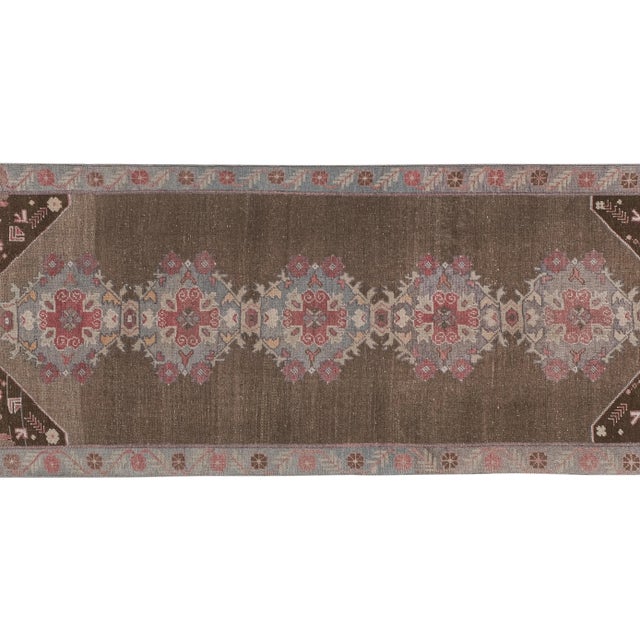 1960s 1960s Vintage Turkish Karapinar Runner Rug With Pastel Color 3'8'' X 8'11'' For Sale - Image 5 of 13