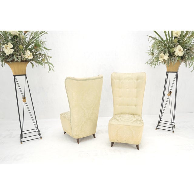 Pair Italian Mid-Century Modern Extra Tall Back Thick Spring Seats Lounge Chairs For Sale - Image 12 of 14