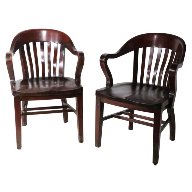 Pr. Vintage Bank of England Jury Chairs by the Marble & Shattuck Furniture Company For Sale In New York - Image 6 of 18