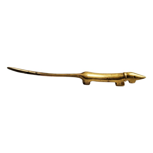 Mid-Century Modern Dachshund Brass Letter Opener by Walter Bosse for Herta Baller, 1950s For Sale