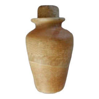 19th C Egyptian Revival Beige Alabaster Flask - 1 Pc For Sale