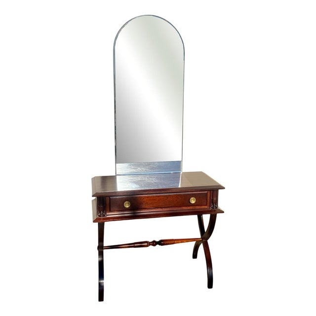 Empire Wood Dressing Table with Mirror, 1940s For Sale - Image 9 of 9