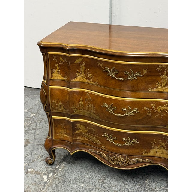 1980s Phyllis Andrade for White Furniture Company Chinoiserie Bombe Chest of Drawers, Vintage For Sale - Image 5 of 12