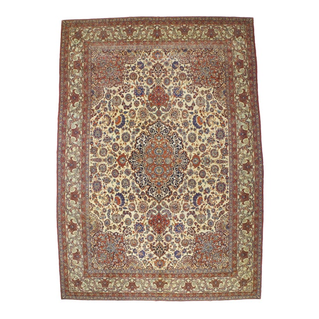 Antique Persian Isfahan Rug 10’0" X 15’2” For Sale
