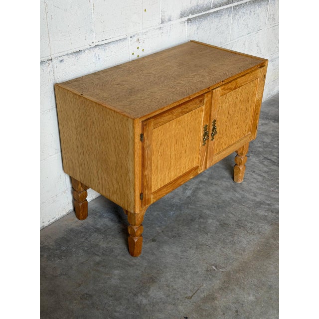Wood Oak Small Storage Cabinet With Two Doors Danish Mid-Century Modern 1960s For Sale - Image 7 of 12