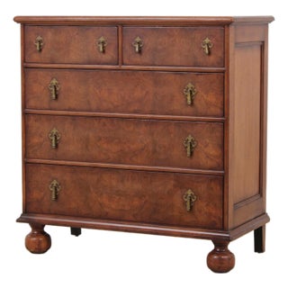 Wright Table Co William & Mary Style Walnut Tall Chest For Sale