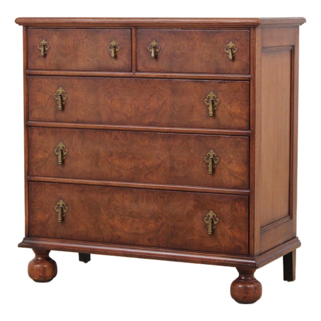 Wright Table Co William & Mary Style Walnut Tall Chest For Sale
