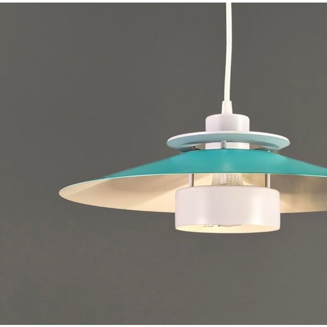 Turquoise and White Pendant Lamp from Dana Light, Denmark, 1970s For Sale - Image 4 of 10