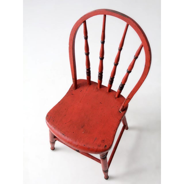 Antique Painted Bow Back Windsor Chair For Sale - Image 10 of 14