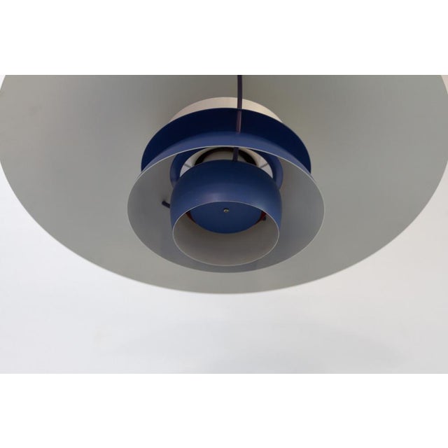 Metal Vintage Danish Blue Ceiling Pendant PH5 by Poul Henningsen for Louis Poulsen, 1960s For Sale - Image 7 of 18