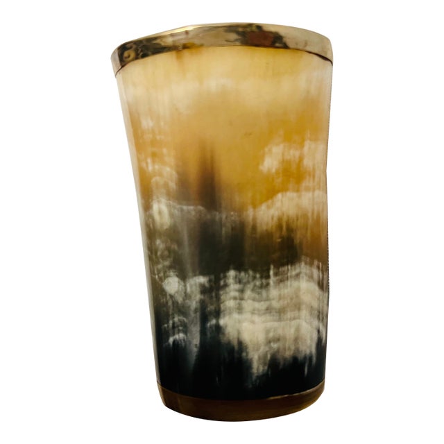 Natural Horn Cup With Silvered Rim For Sale