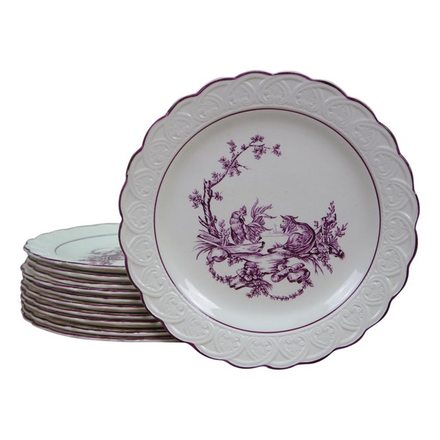 Antique Wedgwood Etruria England Mennecy 5283 Dinner Serving Plates 9" - Set of 11 For Sale