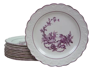 Antique Wedgwood Etruria England Mennecy 5283 Dinner Serving Plates 9" - Set of 11