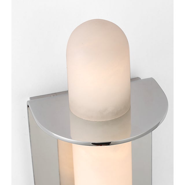 Silver Kelly Wearstler for Visual Comfort Signature Fosse 11" Invertable Offset Oval Sconce in Polished Nickel with Alabaster For Sale - Image 8 of 12