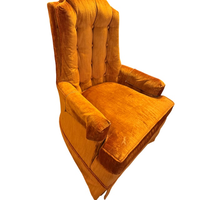 1970s 1970s Mid-Century Orange Velvet Chair by William Alan For Sale - Image 5 of 7
