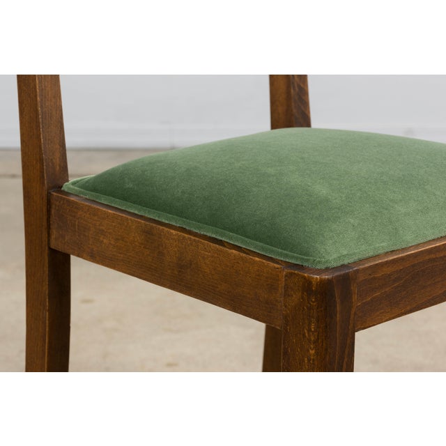 Wood 1930s French Art Deco Oak Dining Chairs in Green Velvet - Set of 6 For Sale - Image 7 of 18