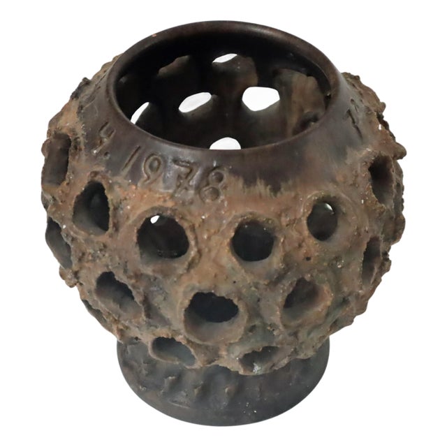 Mid-Century Brutalist Danish Ceramic Candleholder from Judi Kunst, Denmark, 1970s For Sale