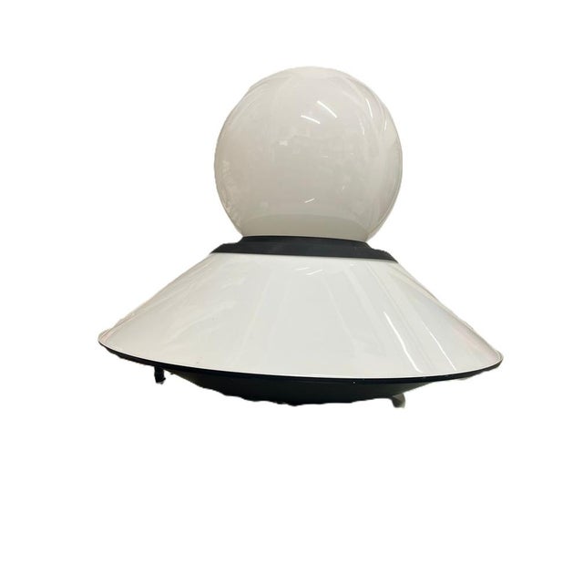 Black Space Age Double Light Lamp in Glass and Steel, 1970s For Sale - Image 8 of 18