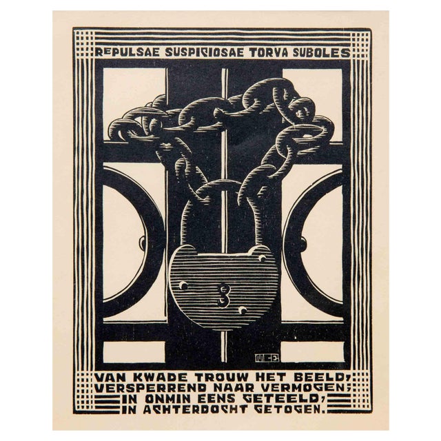 Maurits Cornelis Escher, Padlock, Woodcut, 1931 For Sale
