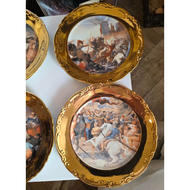 Six Old Master Renaissance Art Cabinet Plates With Gold Exterior Rims For Sale In San Antonio - Image 6 of 14