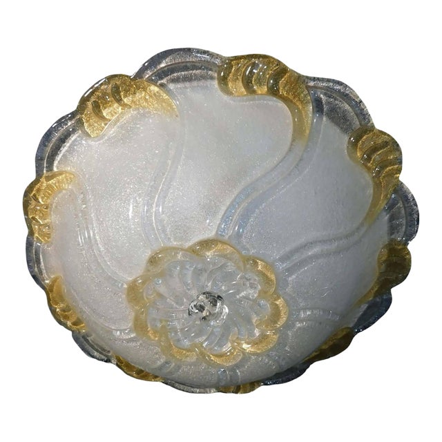 20th Century Italian Clear and Amber Murano Graniglia Flush Mount For Sale