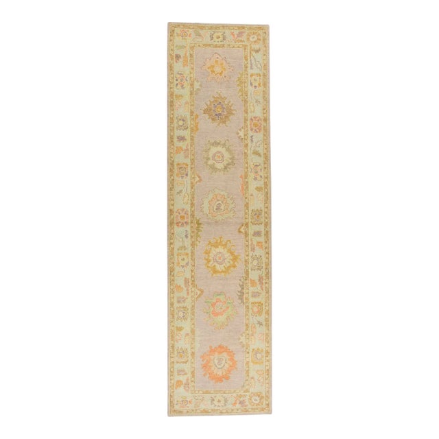Modern Turkish Oushak Rug 3'1" x 11'5" For Sale
