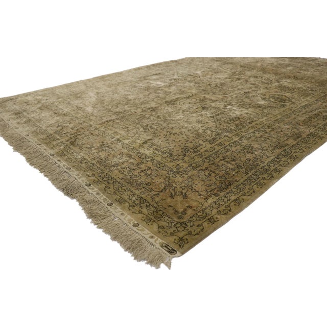 21685 Vintage Turkish Silk Hereke Rug with Art Nouveau Style 05'01 x 08'00. Warm and inviting with incredible detail and...