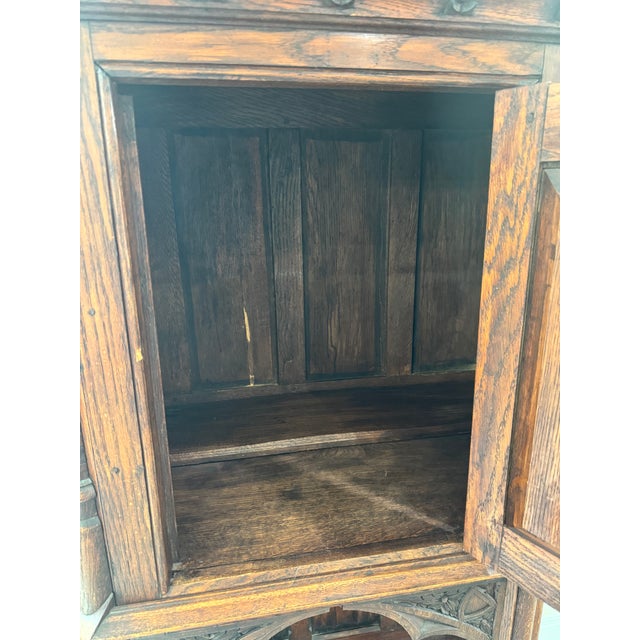 Brown 17th-Century French Gothic Revival Credence Vestry Cabinet For Sale - Image 8 of 12