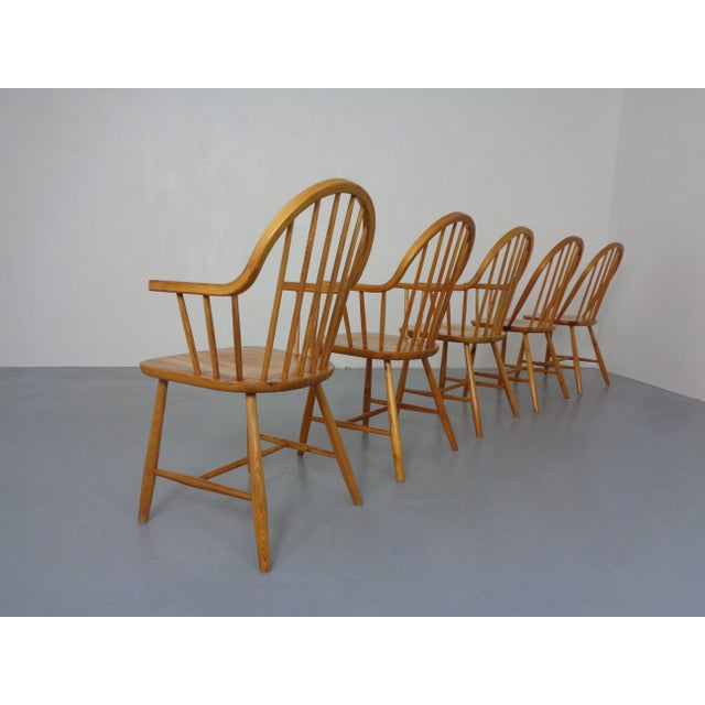 1960s Danish Pine Chairs an Armchairs by Erik Ole Jørgensen for Tarm Stole Møbelfabrik, 1960s, Set of 5 For Sale - Image 5 of 18