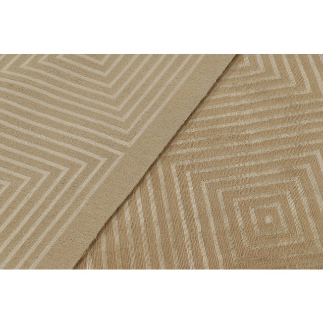 Beige Rug & Kilim’s Cubist Style Rug With Beige-Brown Geometric Patterns “Dorian” For Sale - Image 8 of 10