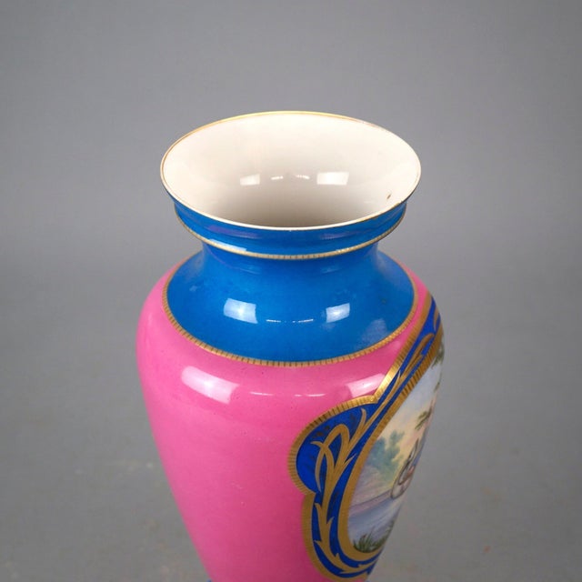 Antique French Old Paris Porcelain Genre Portrait Vase with Children 19th Century For Sale - Image 11 of 11