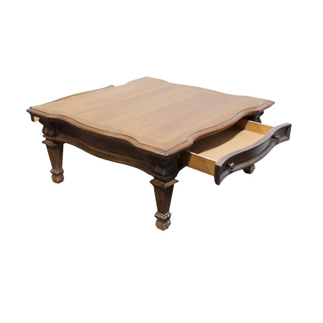 Hooker Furniture Seven Seas Cherry Traditional Gothic Inspired 42" Square Accent Coffee Table For Sale - Image 11 of 12