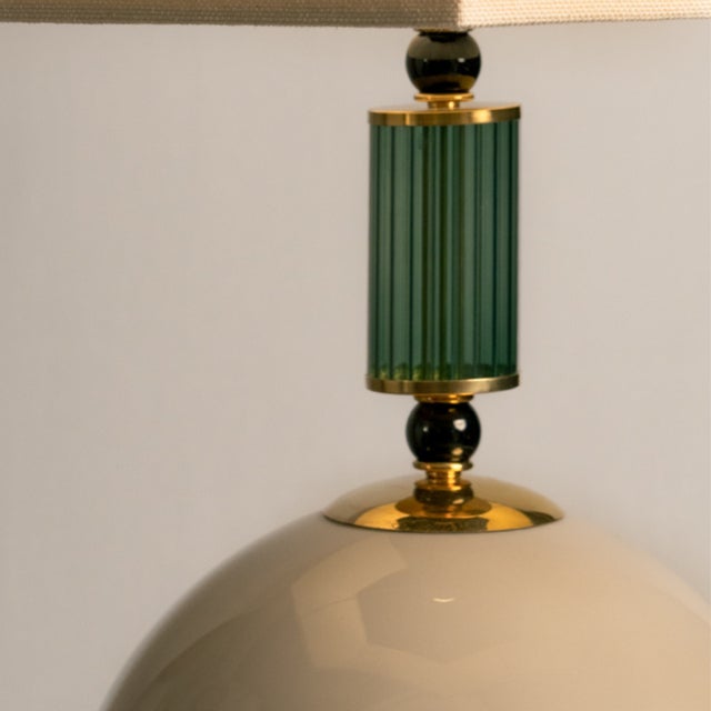 Murano Glass Table Lamps with Grey Globes, 1980s, Set of 2 For Sale - Image 4 of 6