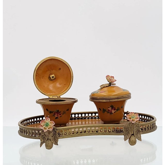 Pumpkin CIrca 18th Century Vernis Martin Ink Stand, France For Sale - Image 8 of 10