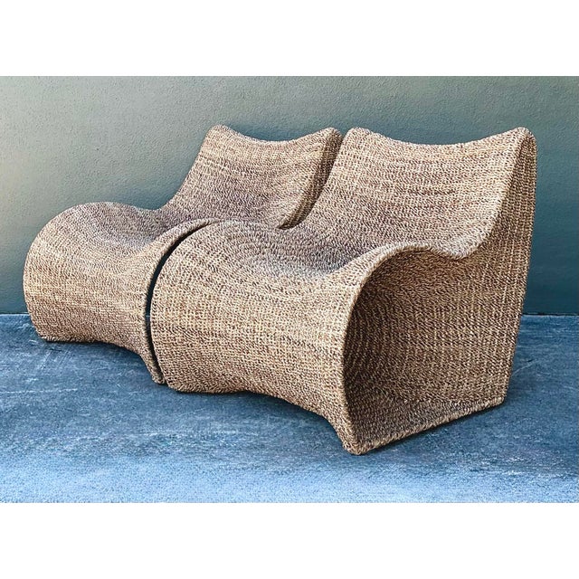 Vintage Biomorphic Seagrass Lounge Chairs - Set of 2 For Sale - Image 11 of 12