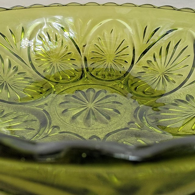 Vintage Green Glass Depression Era Cut Glass Bowl Chairish