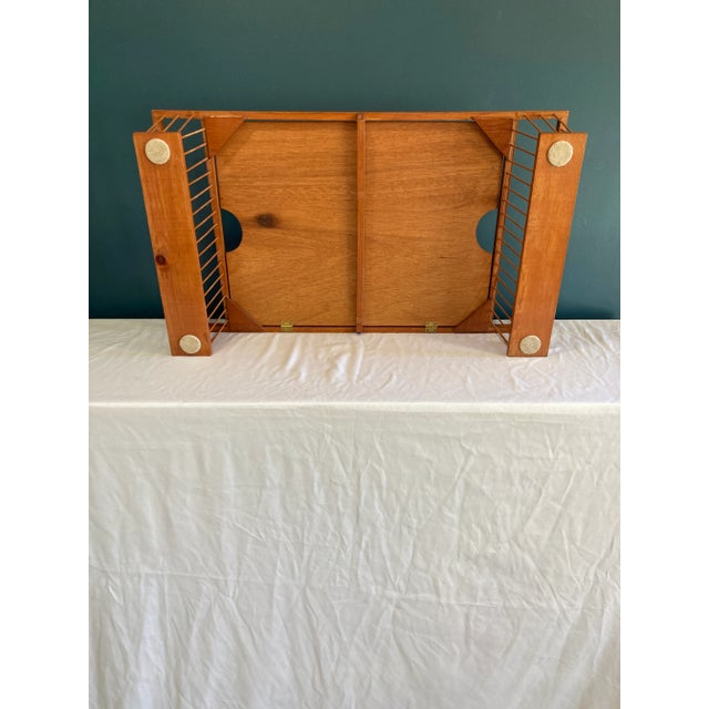 Wood 1970s Vintage Teak Wood Breakfast Bed Lap Trays With Side Storage Compartments For Sale - Image 7 of 7