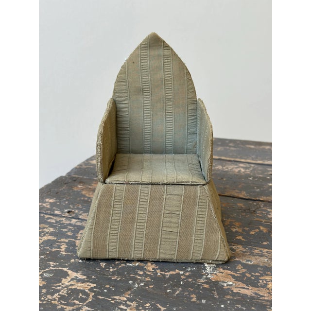 Vintage Miniature Pin Cushion Seersucker Chair With Hidden Storage, Circa 1920s-30s For Sale - Image 12 of 16