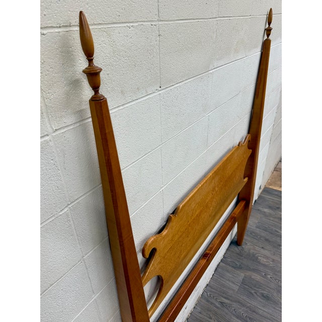 This is an antique American Sheraton-style full-size pencil post headboard featuring beautifully figured bird’s-eye and...