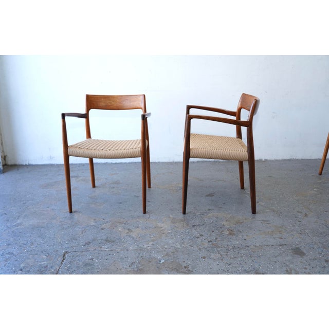 1960s 1960s Set of 6 Danish Modern Niels Otto Møller Rosewood Papercord Dining Chairs Models 57 & 77 For Sale - Image 5 of 17