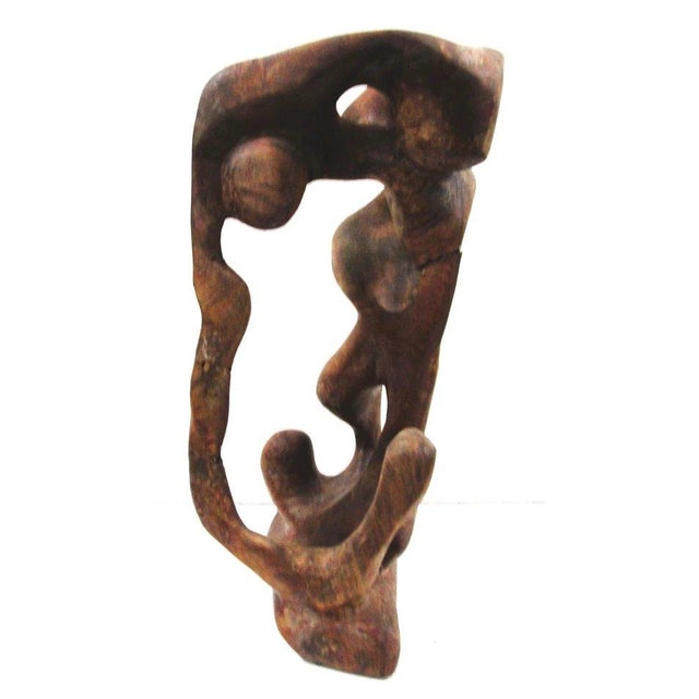 1950s Mid-Century Modern Organic Biomorphic Figurative Burl Wood Carving Sculpture For Sale - Image 4 of 18