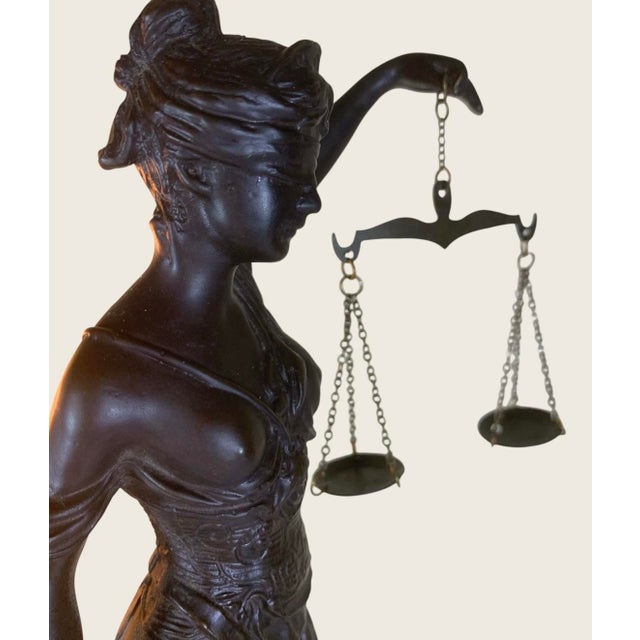 Original Antique 19th C Blind Lady Justice Bronze Signed A. Mayer For Sale - Image 11 of 11