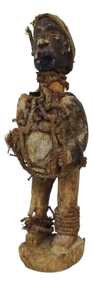 Large Fetish Reliquary Statue with Nkisi Nkondi Nails in Carved Wood, Congo, 1950s