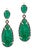 Leaf Shaped Emerald Carved Earrings with Diamonds, A Pair For Sale