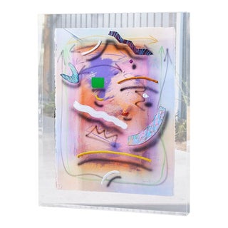 1970s Abstract Illusionism Original Mixed Media Art, Framed For Sale