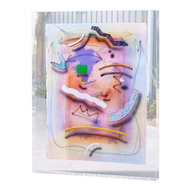 1970s Abstract Illusionism Original Mixed Media Art, Framed For Sale