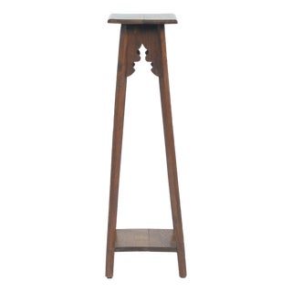 Art Nouveau Oak Plant Stand Pedestal with Intricate Woodwork, 1920s For Sale