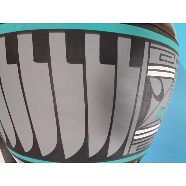 Contemporary Kopa Arizona Hand-Painted Geometric Blackware Vase For Sale - Image 6 of 11
