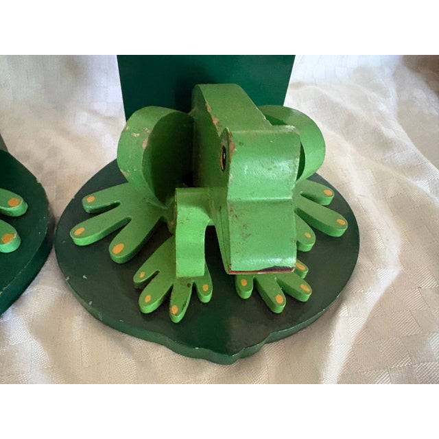 Pair of Handmade Wooden Frog Bookends For Sale - Image 11 of 11